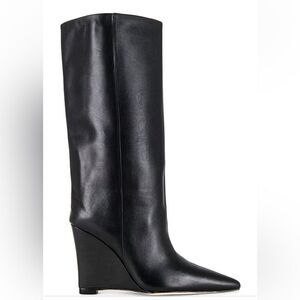 New Raye Revolve Denisse Boots Black leather knee high wedges shoes box 7